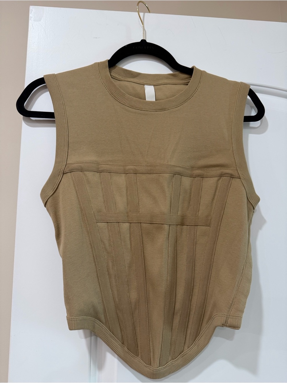 Dion Lee Structured Ribbed Tank Top — Beige